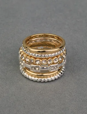 TWO TONE PAVE RING STACK