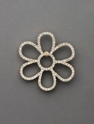 PAVE GOLD FLOWER BROOCH