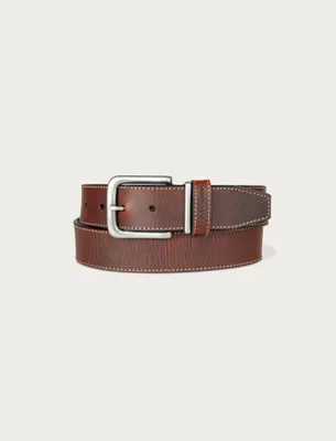 LEATHER JEAN BELT WITH METAL AND KEEPER