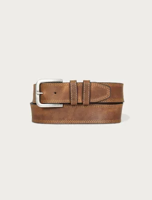 TRIPLE NEEDLE STITCH LEATHER BELT