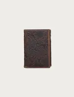 WESTERN EMBOSSED LEATHER TRIFOLD WALLET