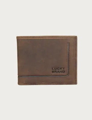 Lucky Brand Men's Western Embossed Leather Bifold Wallet - Brown
