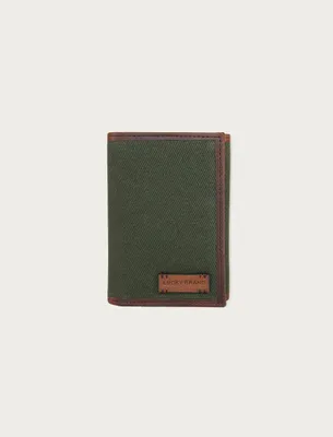 CANVAS WITH LEATHER TRIM TRIFOLD WALLET