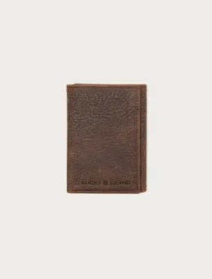 Double Stitched Leather Trifold Wallet