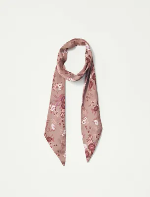 FLORAL SILKY SKINNY SCARF