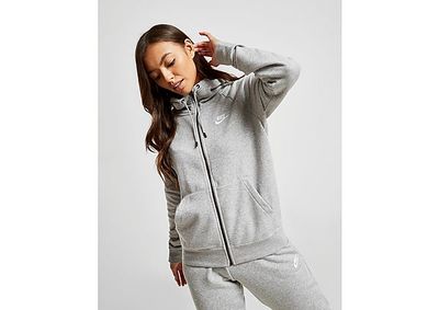 Nike Sweat à capuche Essential Zippé Femme - Dark Grey Heather/Matte Silver/White/White