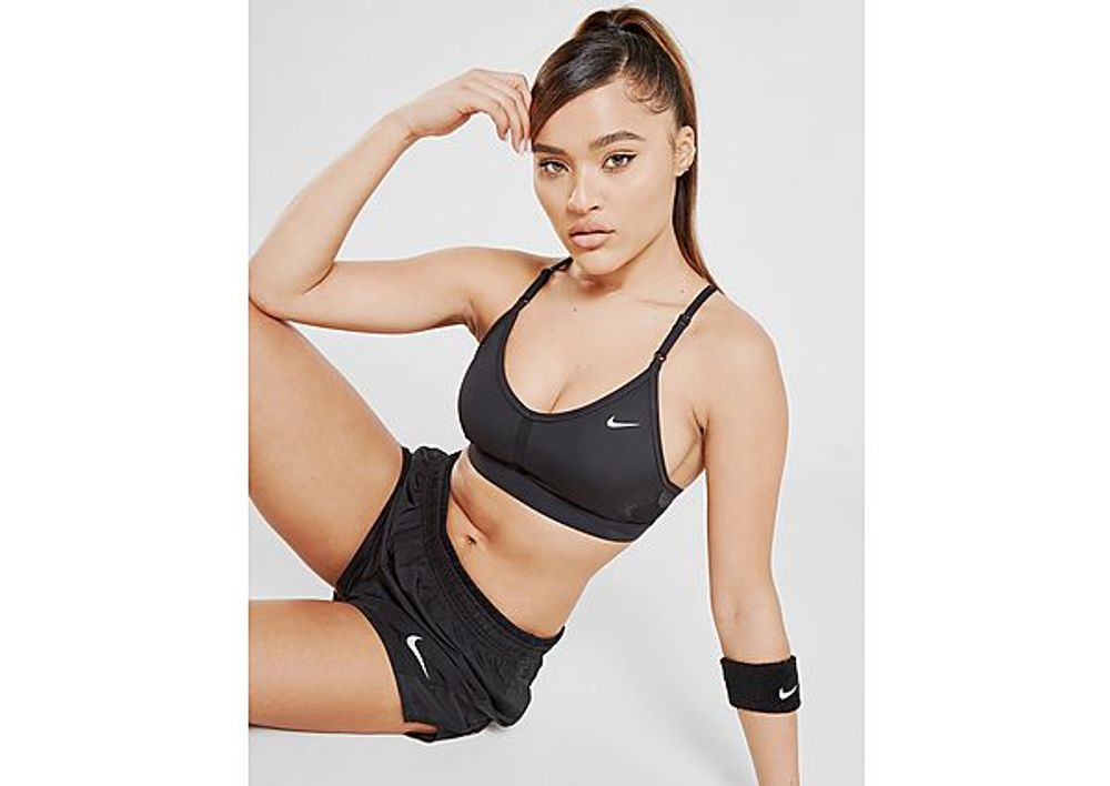 Nike Brassière de sport rembourrée à maintien léger et col en V Nike Dri-FIT Indy pour Femme - Black/Black/Black/White