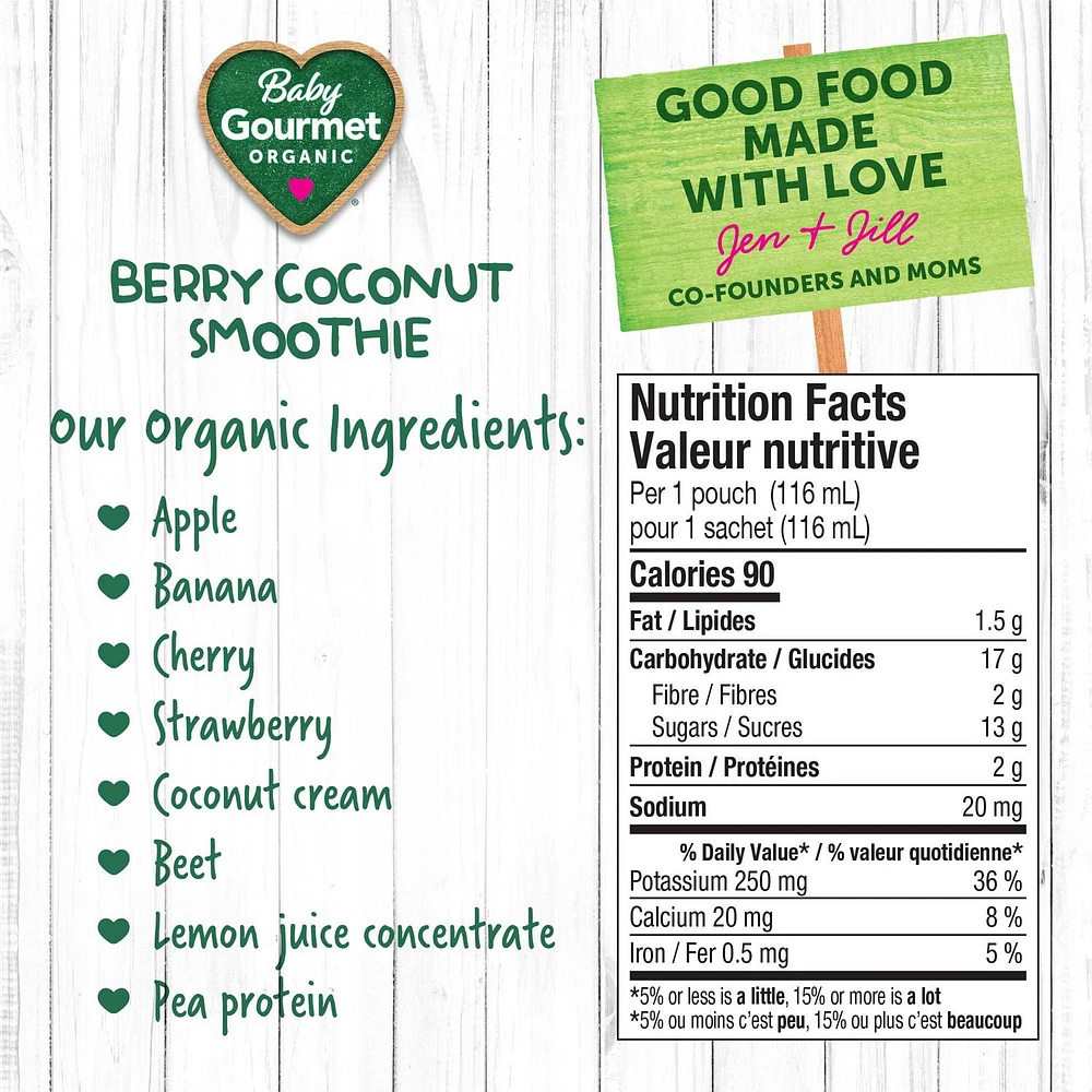 Baby Gourmet Organic Puree Berry Coconut Smoothie, Puree - 116 mL