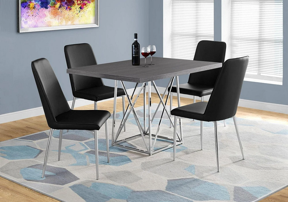 Monarch Specialties Dining Table, 48" Rectangular, Small, Kitchen, Dining Room, Metal, Laminate, Grey, Chrome, Contemporary, Modern