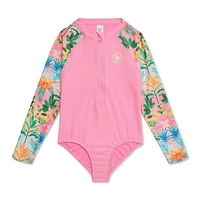 Justice Girls' Long Sleeve Rash Guard 1-Piece, Sizes XS-XL