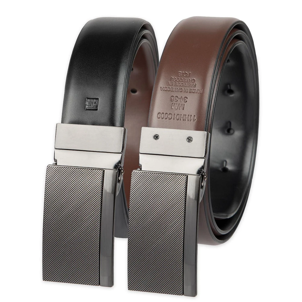 Tailored Flex by Haggar Men's Two-In-One Reversible Plaque Buckle Belt