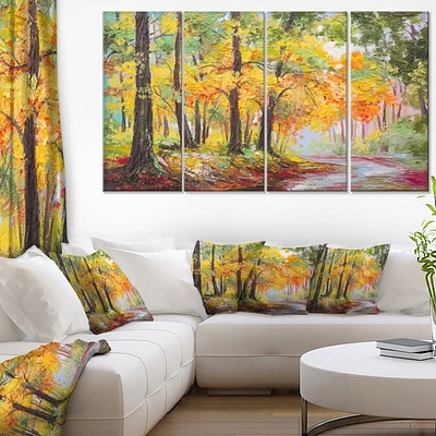 Design Art Colorful Autumn Forest Canvas Print