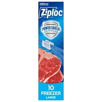 Ziploc® Slider Freezer Bags with Power Seal Technology, Large, 10 Bags