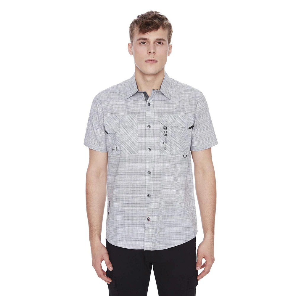 Chemise manches courtes avec poche pour homme Dark Black Tailles P-TTG