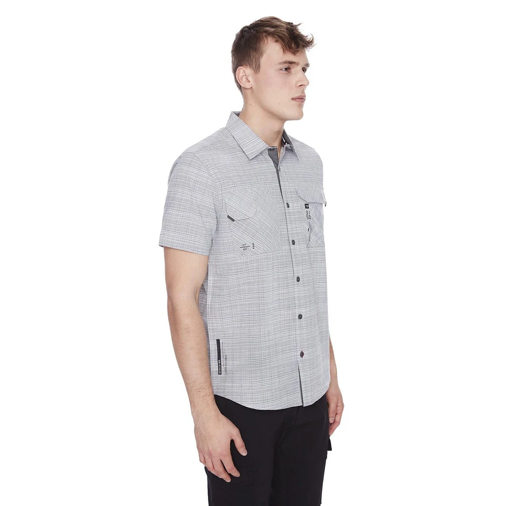 Chemise manches courtes avec poche pour homme Dark Black Tailles P-TTG