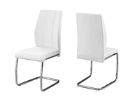 Monarch Specialties Dining Chair, Set Of 2, Side, Upholstered, Kitchen, Dining Room, Pu Leather Look, Metal, White, Chrome, Contemporary, Modern