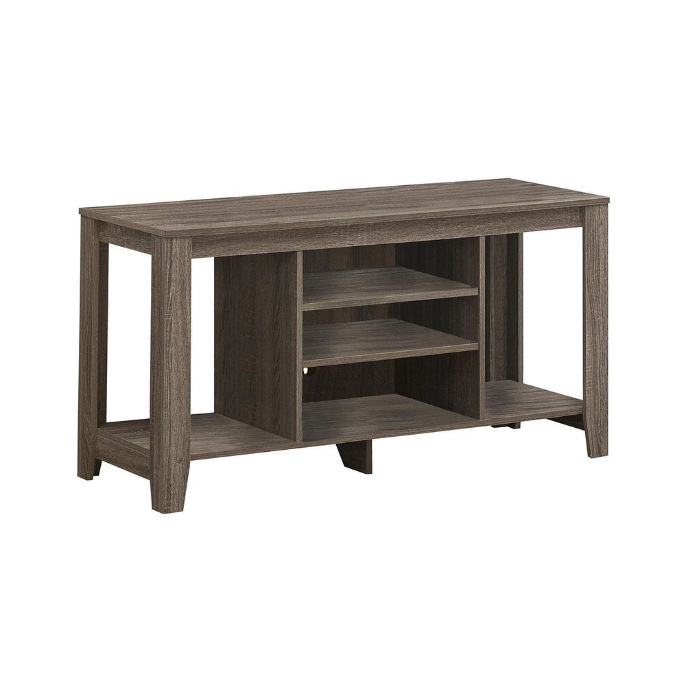 Monarch Specialties Tv Stand, 48 Inch, Console, Media Entertainment Center, Storage Shelves, Living Room, Bedroom, Laminate, Brown, Contemporary, Modern