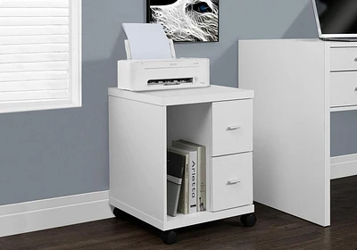 Monarch Specialties Office, File Cabinet, Printer Cart, Rolling File Cabinet, Mobile, Storage, Work, Laminate, White, Contemporary, Modern