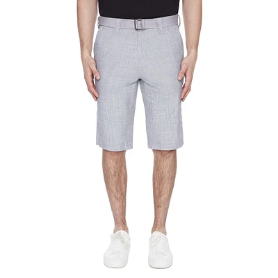 Dark Black Men's Belted Cargo Capri Short