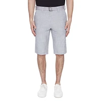 Dark Black Men's Belted Cargo Capri Short