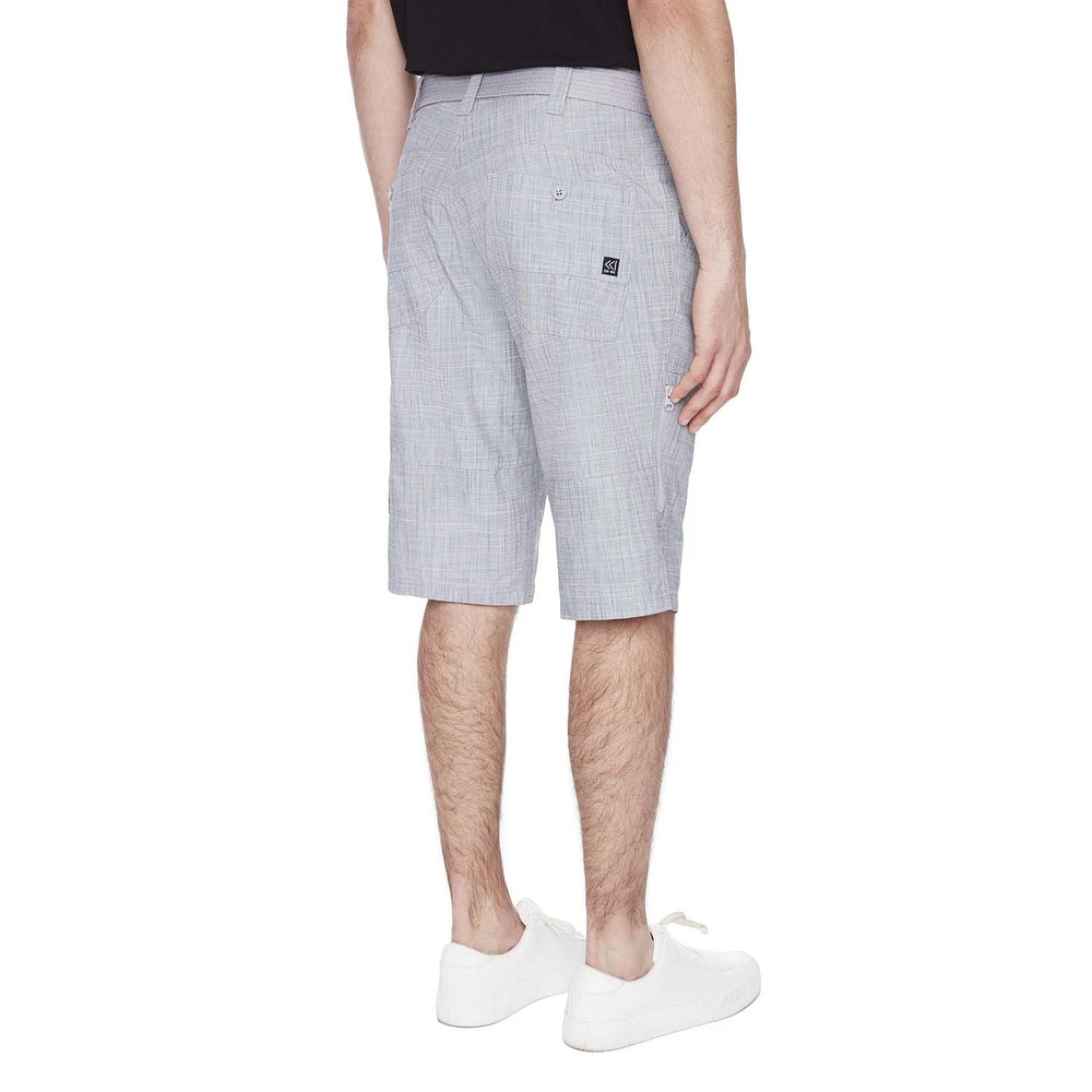 Dark Black Men's Belted Cargo Capri Short