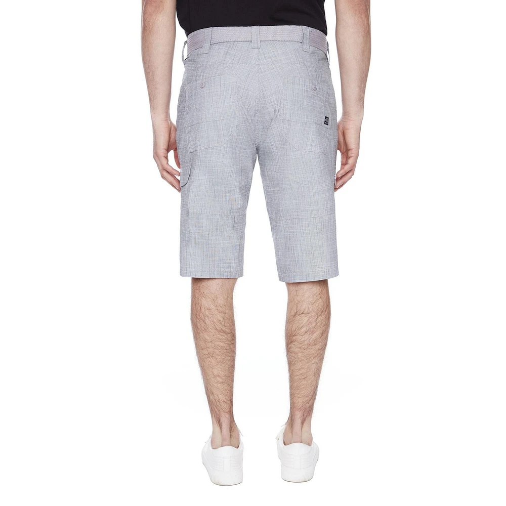 Dark Black Men's Belted Cargo Capri Short