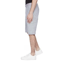 Dark Black Men's Belted Cargo Capri Short