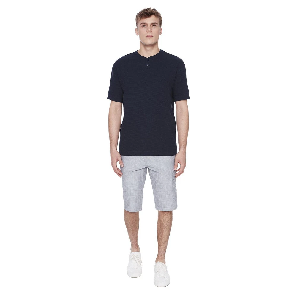 Dark Black Men's Belted Cargo Capri Short