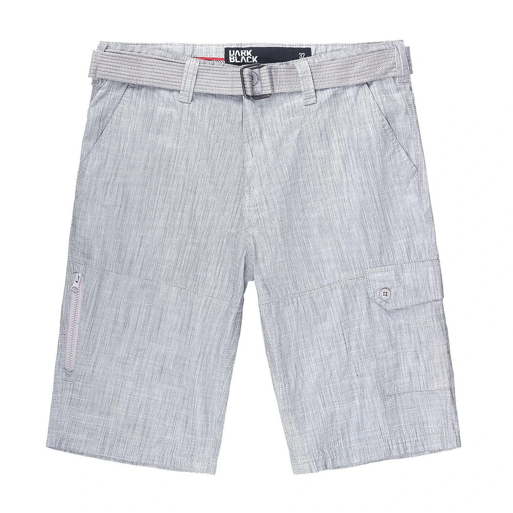 Dark Black Men's Belted Cargo Capri Short