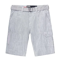 Dark Black Men's Belted Cargo Capri Short