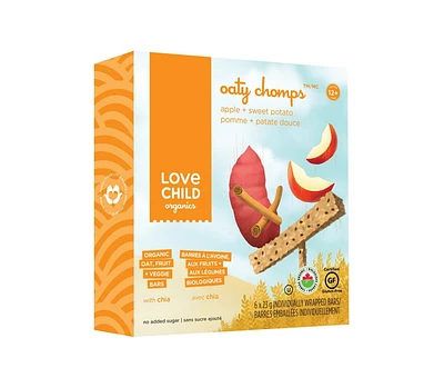 Love Child Organics Apple and Sweet Potato Oaty Chomps Veggie Bars, 6 x 23 g