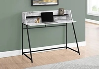 Monarch Specialties Computer Desk, Home Office, Laptop, Storage Shelves, 48"l, Work, Metal, Laminate, White Marble Look, Black, Contemporary, Modern