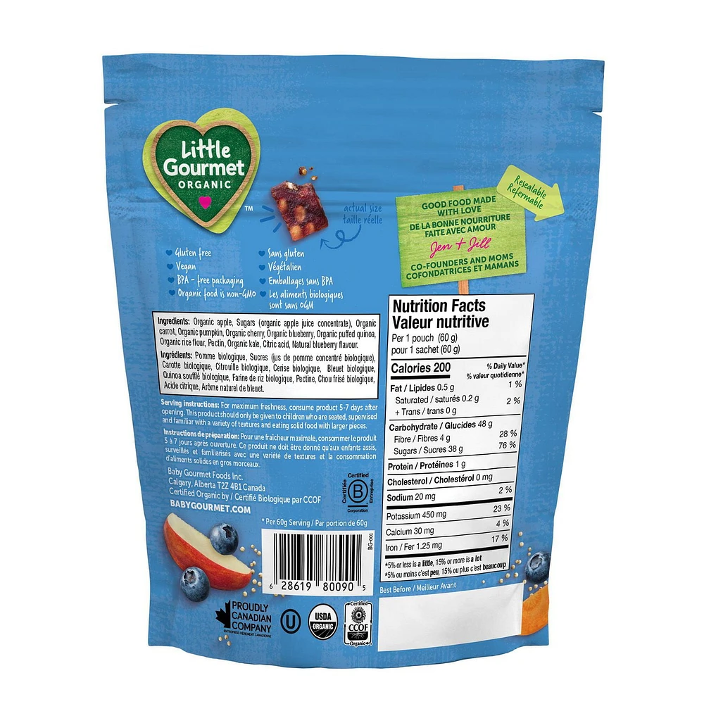 Little Gourmet Organic Fruit & Veggies Bites Blueberry Carrot Apple with Quinoa