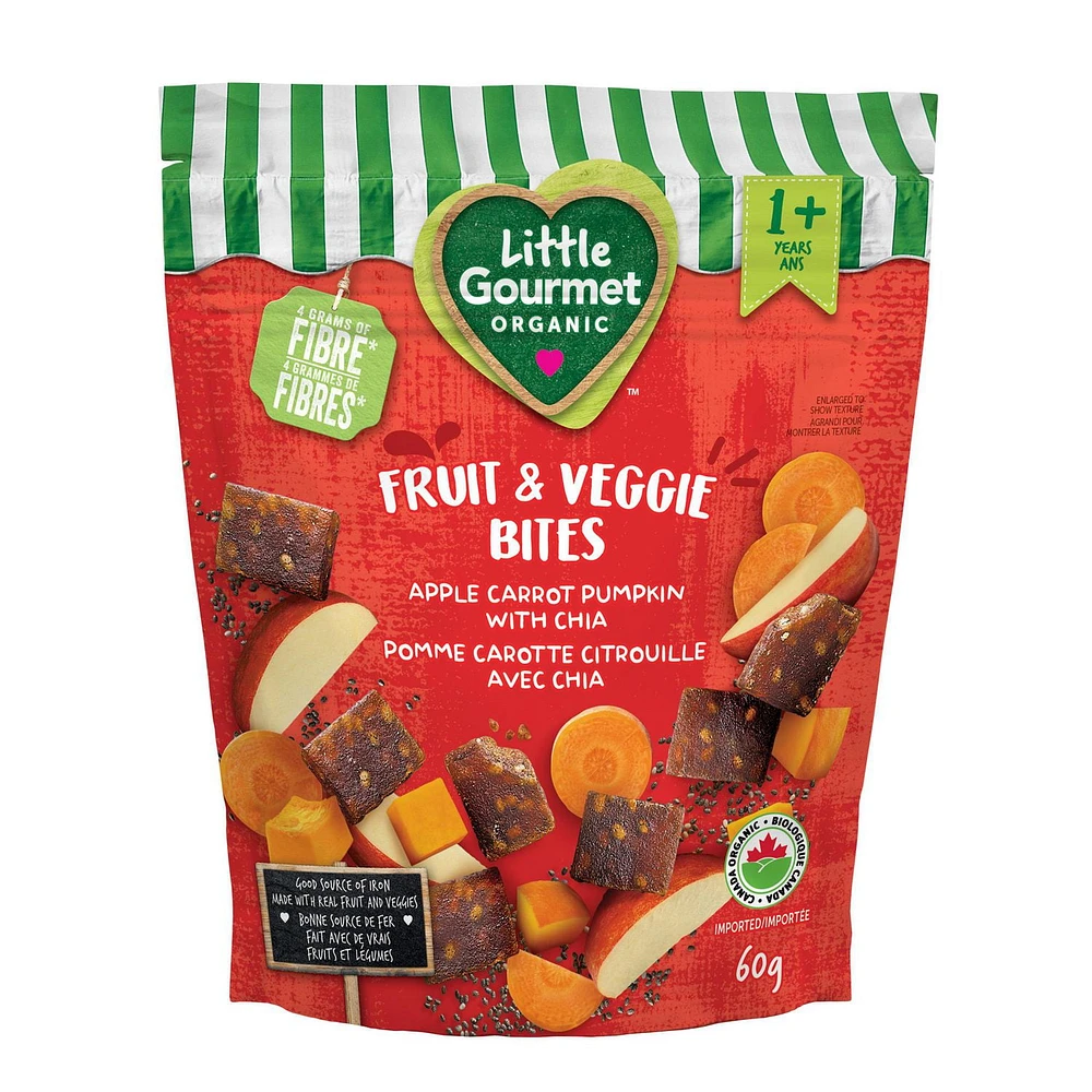 Little Gourmet Organic Fruit & Veggies Bites Blueberry Carrot Apple with Quinoa, Fruit and Veggie Bites - 60g