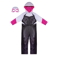 MARVEL Youth Adaptive Spider-Gwen Costume - Printed Jumpsuit with Tube Access, Roomier Legs, and Fabric Half Mask