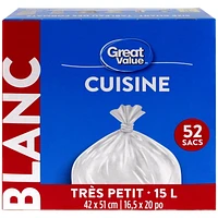 Great Value X-Small Kitchen Garbage Bags, 42 x 51 cm