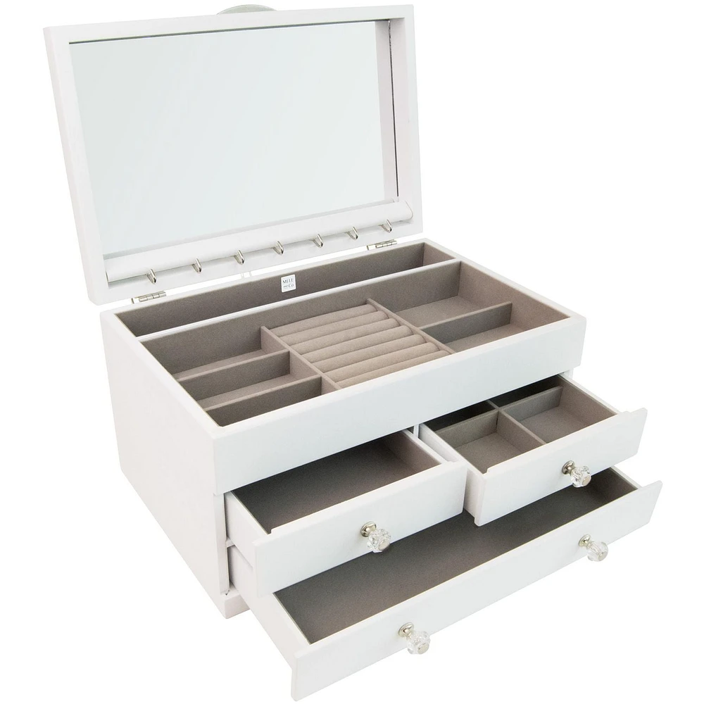 Mele and Co Fairhaven Wooden Jewelry Box in White