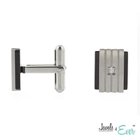Boutons de manchette Jewels 4 Ever en acier inoxydable sertis d'une pierre de zircone cubique