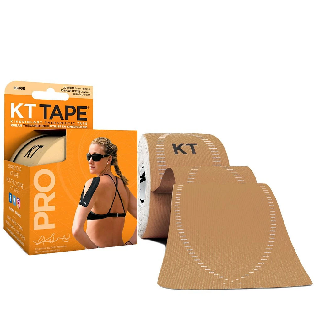 KT TAPE PRO Beige Therapeutic Kinesiology Sports Tape, 20 Strips