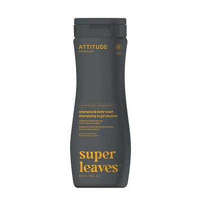 ATTITUDE super leaves, Shampoo & Body Wash, Ginseng & Grape Seed Oil, 473 mL