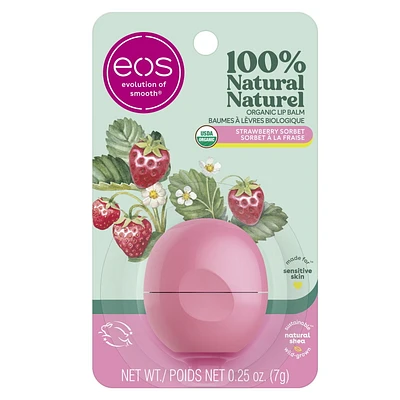 eos 100% Natural and Organic Lip Balm Sphere, Strawberry Sorbet, 7 g