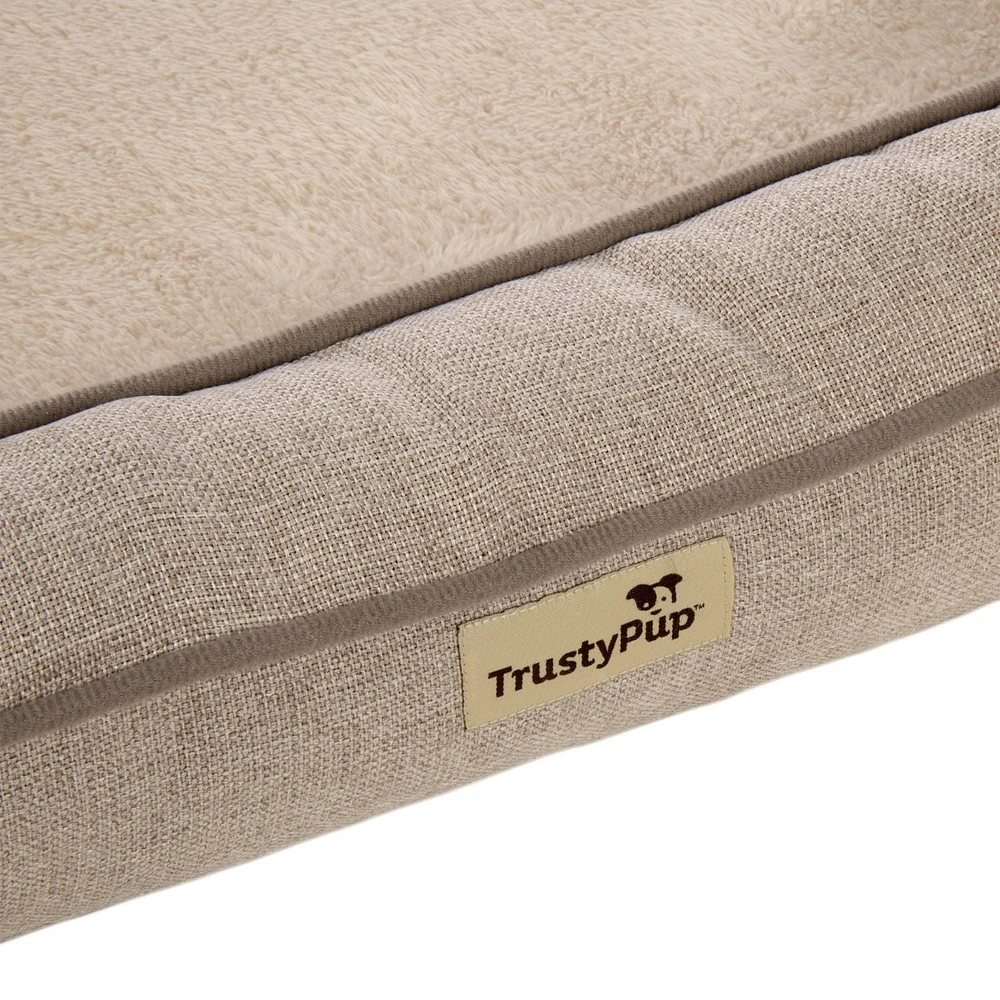 TrustyPup Bolstered Bliss Pet Bed, Dog Bed, Heather Basket Woven Brown, Large, 36x26x6