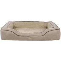 TrustyPup Bolstered Bliss Pet Bed, Dog Bed, Heather Basket Woven Brown, Large, 36x26x6