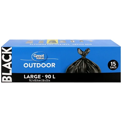 Great Value Large Outdoor Garbage Bags, 76.2 x 83.8 cm