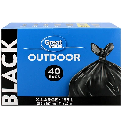 Great Value X-Large Outdoor Garbage Bags, 76.7 x 107 cm