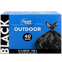 Great Value X-Large Outdoor Garbage Bags, 76.7 x 107 cm