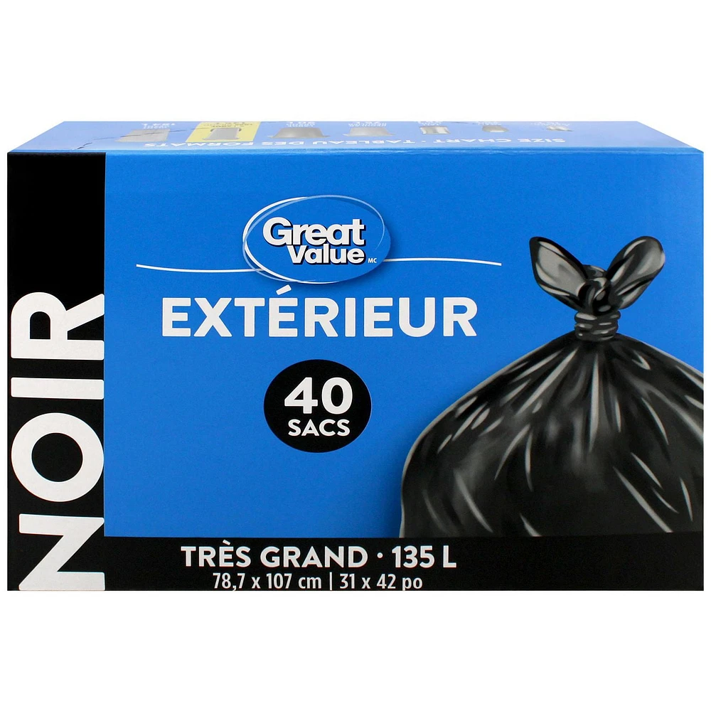 Great Value X-Large Outdoor Garbage Bags, 76.7 x 107 cm