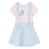 Ensemble 2 pièces avec jupe Bluey pour petites filles Tailles 2T-5T