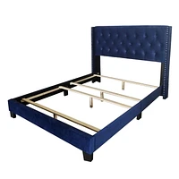 Modern Velvet Upholstered 60" Queen Bed in Blue