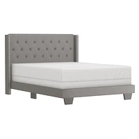 Modern Fabric Upholstered 60" Queen Bed in Grey